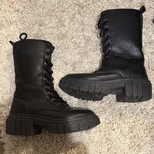 Charlotte Russe Black Chunky Combat Boots